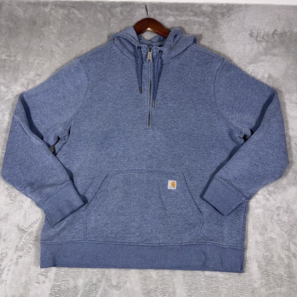 CARHARTT Men's 1/4 Zip Pullover Sweater 2XL Blue Hoodie